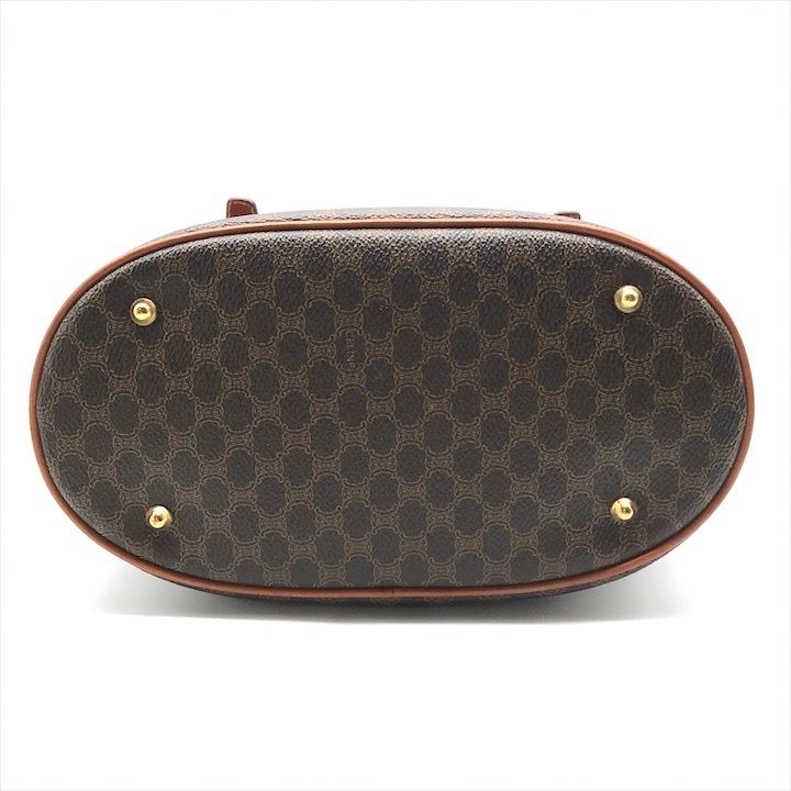 良品 CELINE セリーヌ マカダム トート バッグ ブラウン PVC レザー  