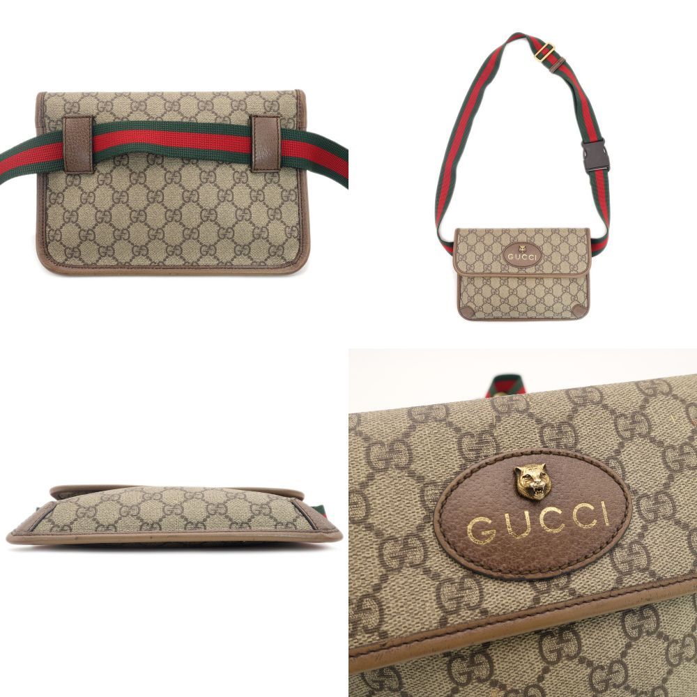 グッチ GUCCI ネオ ヴィンテージ ウエストバッグ GG スプリーム ボディバッグ ベージュ メタルキャット シェリーライン 7-9-458 DECORATOM_COM_BR