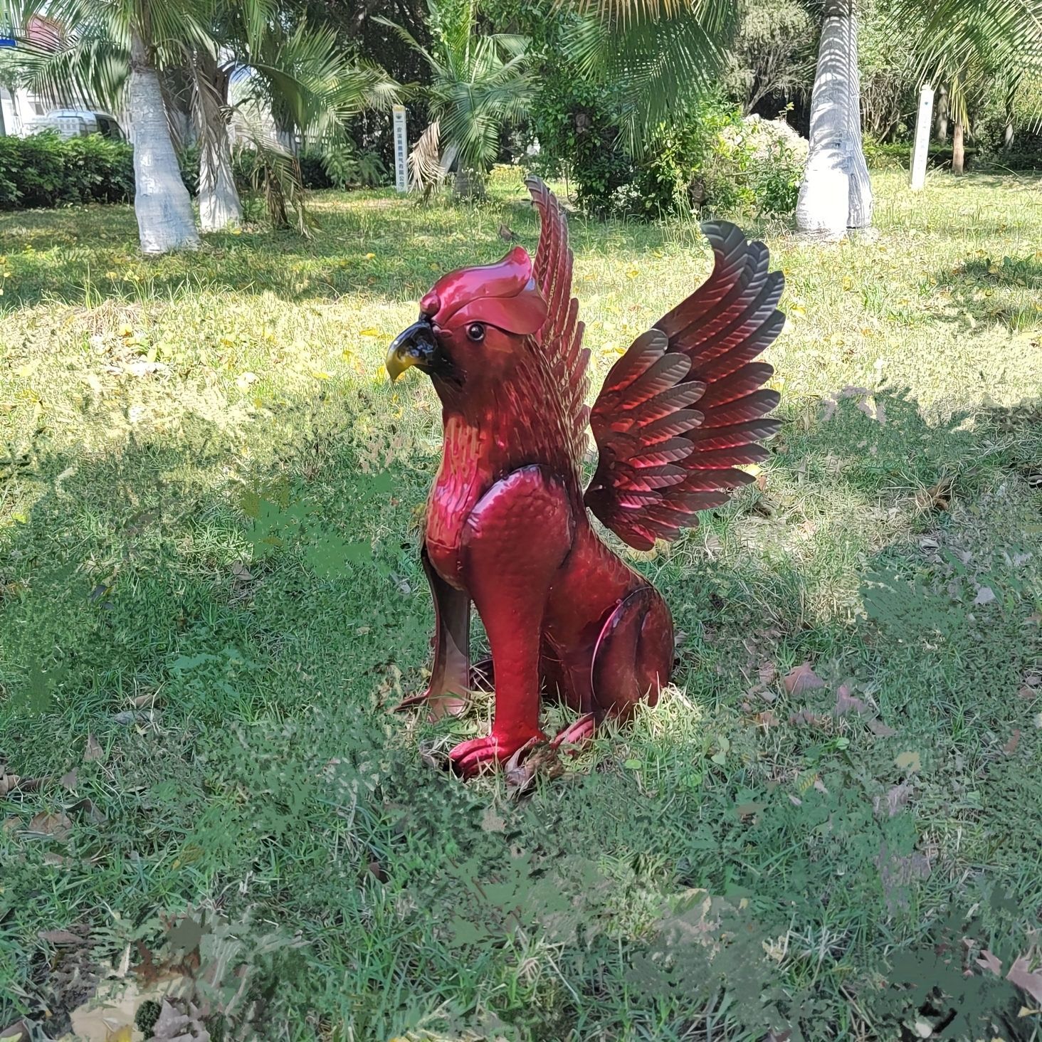 置物 オブジェ ガーデンオーナメント グリフィン 鳥 メタル 金属 青 黒 