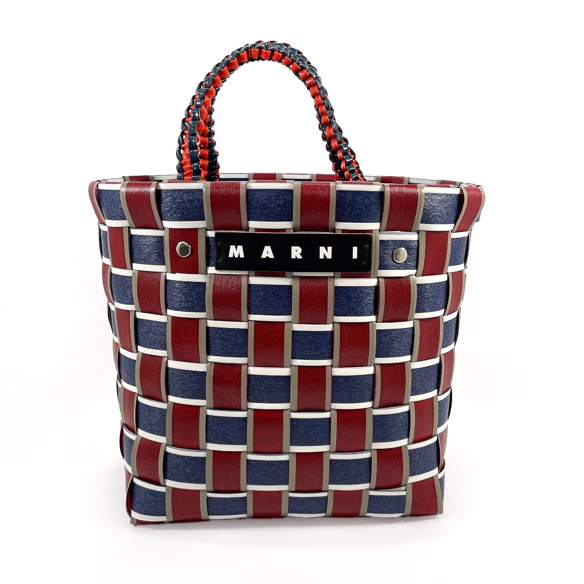 マルニ ハンドバッグ テープバスケット フラワーカフェ レッド - メルカリ 