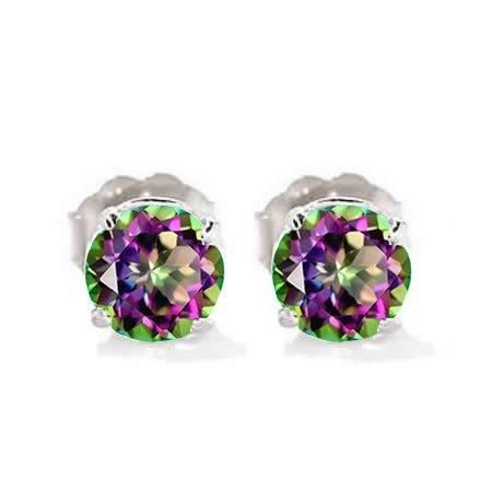 Vir Jewels スタッド イヤリング レディース ホワイトゴールド K14 ミスティックトパーズ 1.8 CT