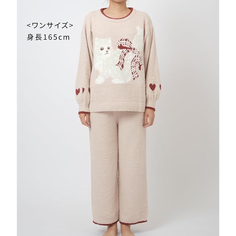 ピーチ ジョン ふわふわ柔らか＆あたたかい もこもこ 長袖 かわいい 秋 冬 キャットホイップリー パジャマ ルームウエア レディース アイボリー ワンサイズ 0 DECORATOM_COM_BR