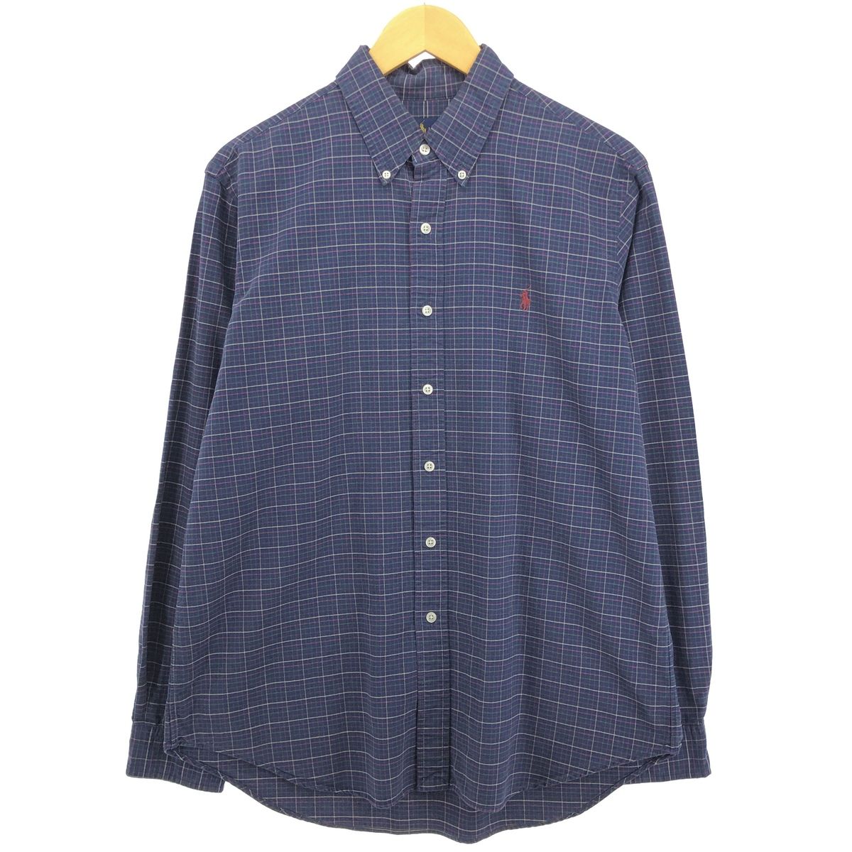 ポロ ラルフローレン 長袖 ボタンダウン チェック柄 シャツ 古着 POLO RALPH LAUREN - ポロラルフローレン チェック 2XL ボタン