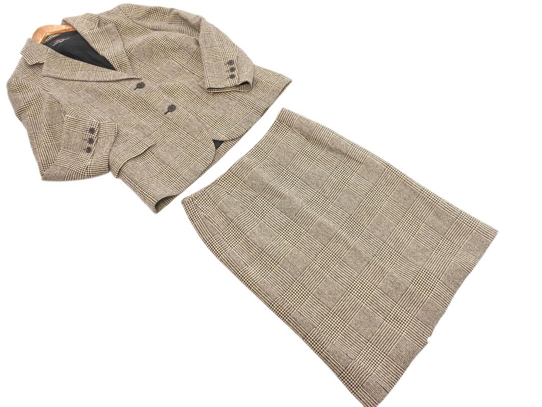 yoshie inaba⭐️ヨシエイナバ カシミヤ混ウール スーツ 11号 LEQUIPE yoshie inaba レキップ ヨシエイナバ カシミヤ混 千鳥柄