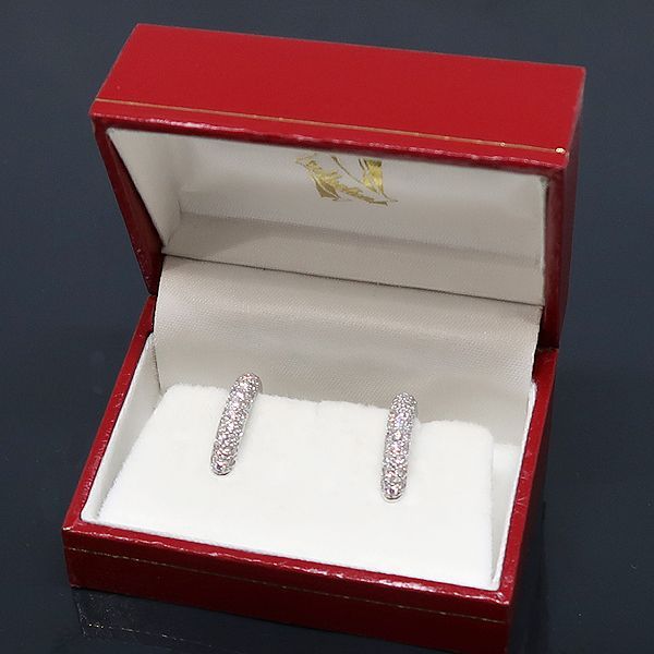美品 Pt900 / K14WG パヴェ ダイヤモンド イヤリング ダイヤ