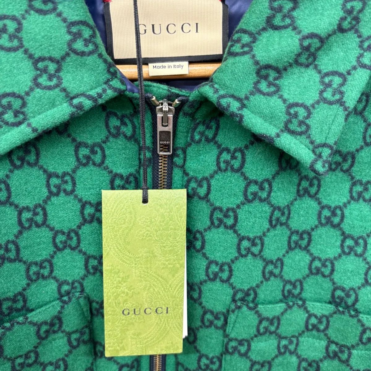 GUCCI グリーン GGパターン ジャケット 50 GUCCI グリーン GGパターン ジャケット 50