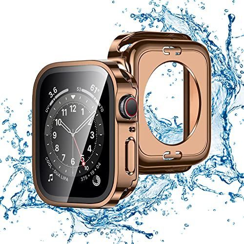 41mm_ローズゴールド TALENANA for Apple Watchケース2 in 1防水設計45mm 44mm 41mm 40mmアップルウォッチ 用 保護ケース 強化ガラスフィルム 一体型 Series 9876SE54 メッキ加工 3D直角エッジデ