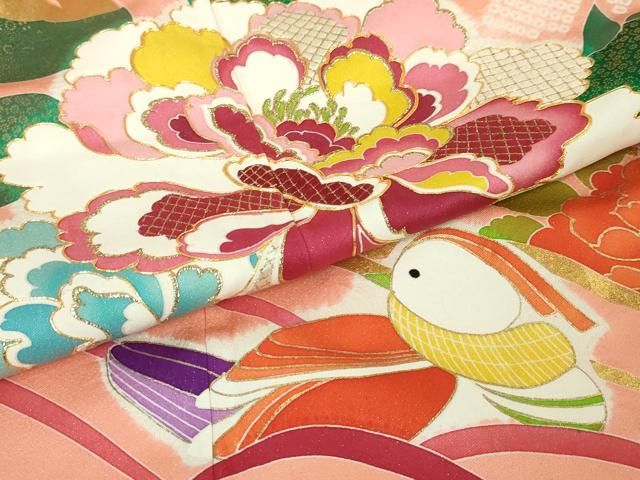 振り袖　フルセット　別誂長襦袢付　金彩　刺繍　金通し　両面帯　205 豪華【総絞り】丸昌誂製 金彩 金駒刺繍 振袖セット正絹s196