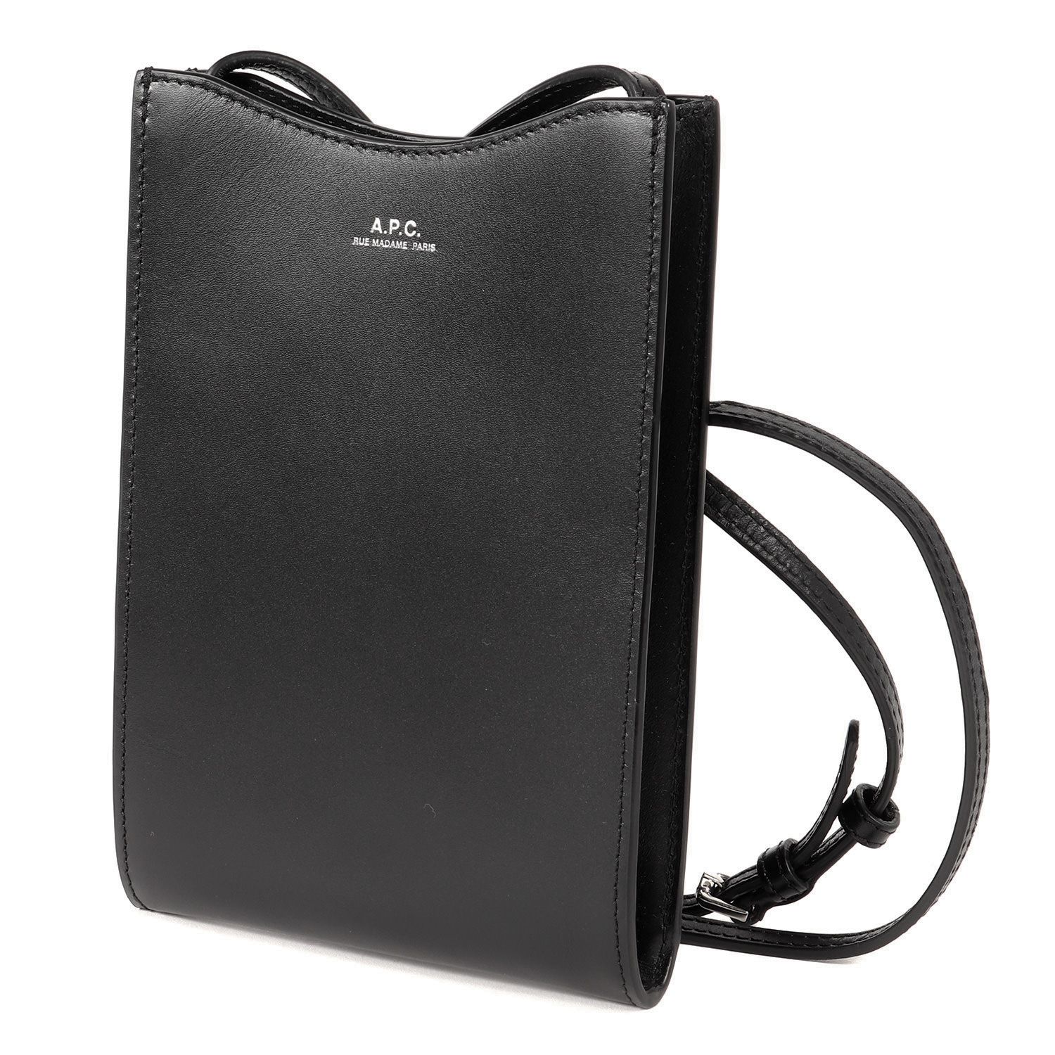 美品 A.P.C. アーペーセー ポーチ ロゴ 刻印 スムースレザー ネック  