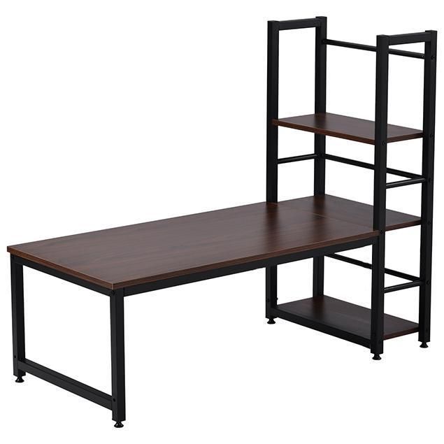 【新品登場】【ナチュラル】H型PCデスク ロータイプ一体型 ラック付き デスク ブラウン】H型PCデスク ロータイプ一体型ラック付きデスクワークデス