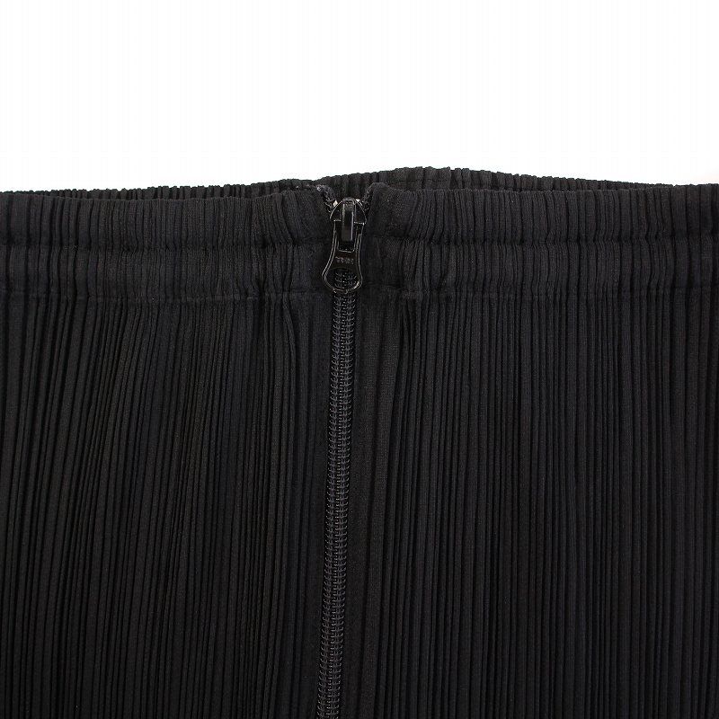PLEATS PLEASE プリーツ プリーズ ＊ ロングスカート 黒 ② プリーツプリーズ PLEATS PLEASE イッセイミヤケ ダブルジップ