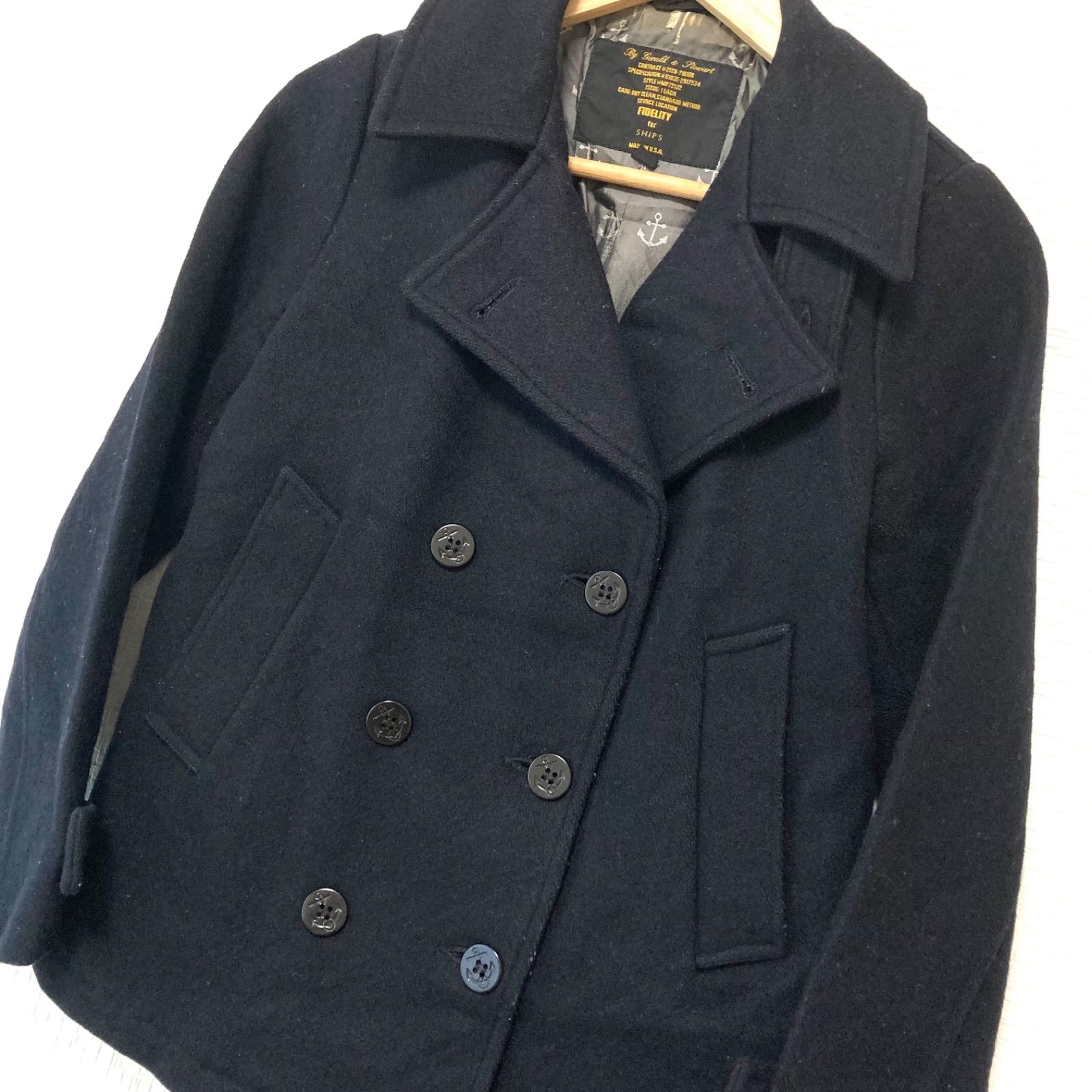 専用FIDELITYBEAMS ピーコート 黒 アメリカ製 FIDELITY フィデリティ TK-23775032 MELTON 10B P-COAT メルトン