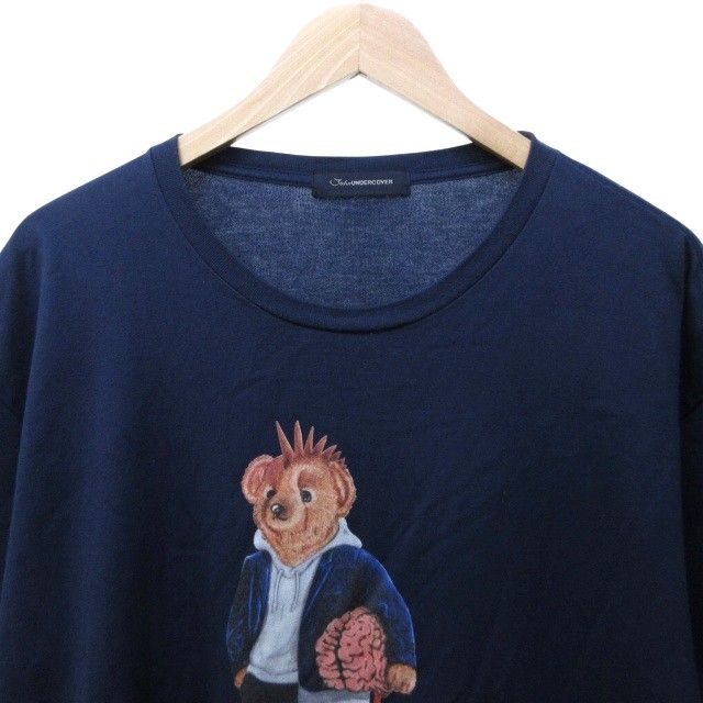 JohnUNDERCOVER Tシャツ・カットソー 紺 3355925L0002 アンダーカバー UNDERCOVER JOHN ベアプリント クルーネックT