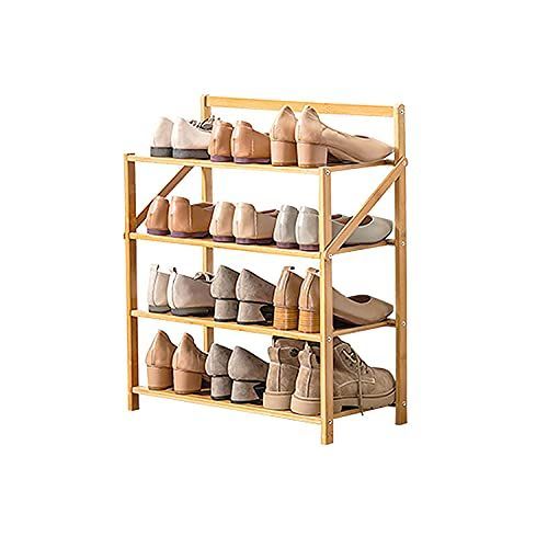 4段 50*24*60cm AooYo 伸縮シューズラック 50*24*60cm 靴棚 4段 折りたたみ 靴箱 竹靴キャビネット 下駄箱 天然竹製 シューズボックス 靴入れ 玄関収納 靴収納 収納棚 小物収納 組み立て不要