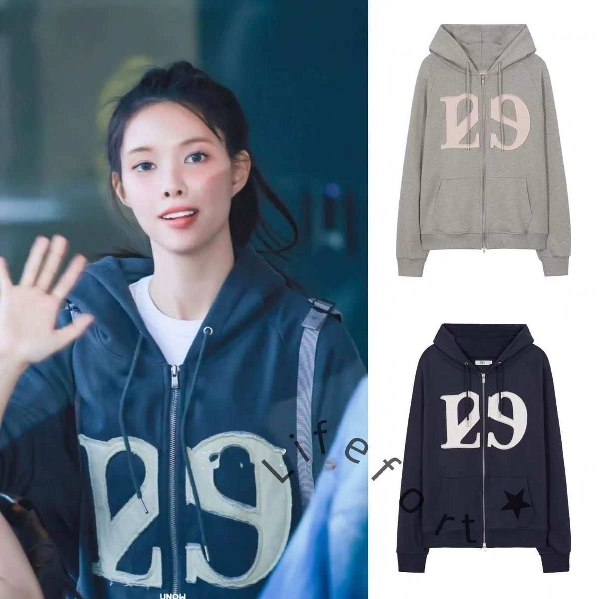 韓国 ILLIGO 129 LOGO PATCH HOODIE ZIP-UP ILLIGO イリゴ