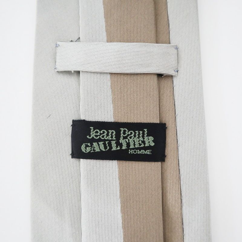 Jean Paul Gaultier シルクネクタイ　グレージュ Jean Paul GAULTIER HOMME ジャンポールゴルチエオム デザイン柄