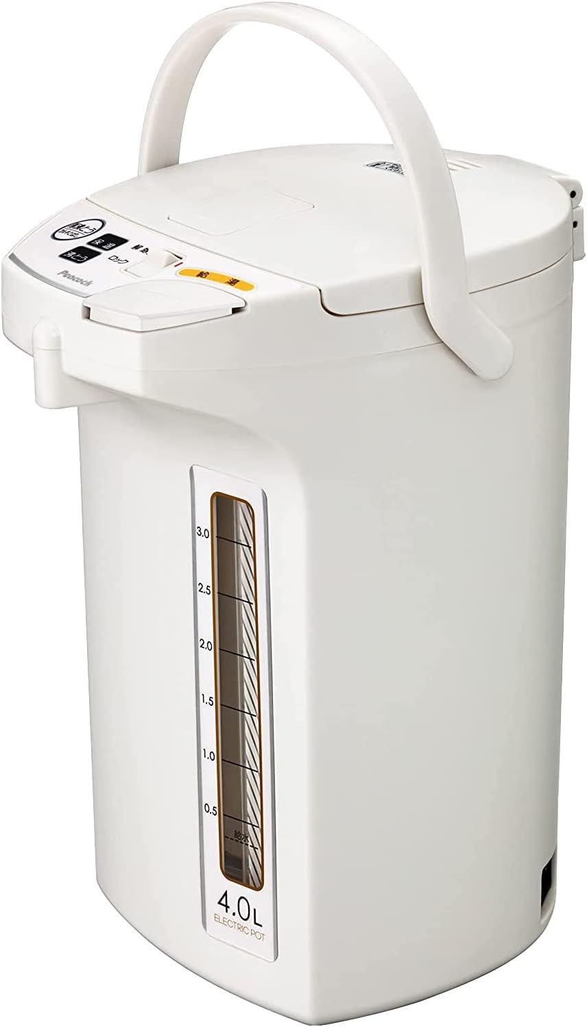 ピーコック魔法瓶 電気ポット 4L 大容量 大型 WEB 湯沸かし ポット 保温ポット 再沸騰 カルキとばし機能付き 湯沸かしポット オールホワイト WMJ-40 WA