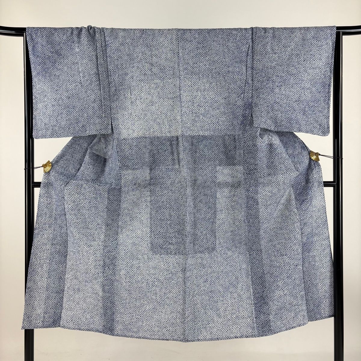 男着物 身丈136.5cm 裄丈66cm S 絞り浴衣 紺色 綿 名品