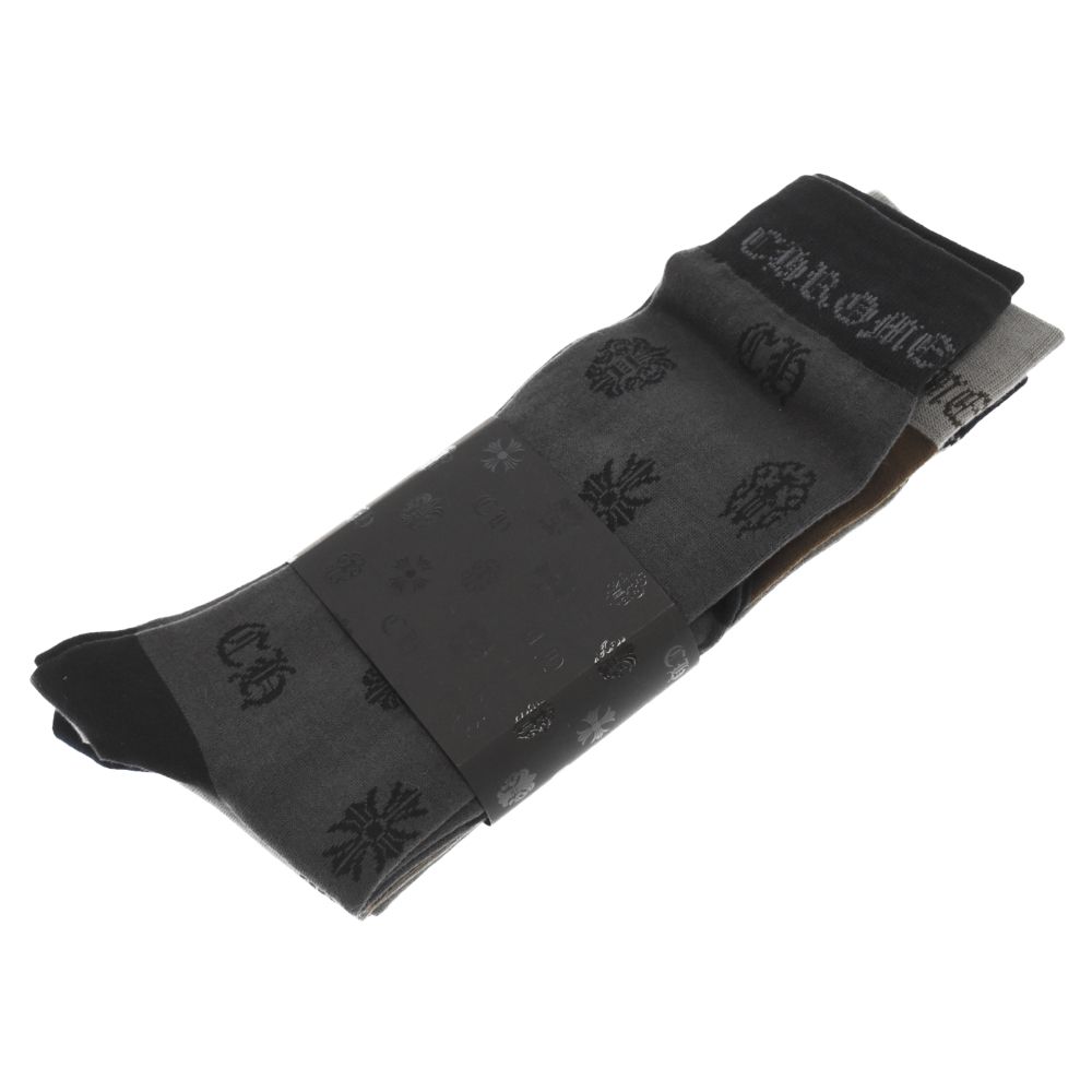 クロムハーツ サイズ:LARGE SOCKS FOTI 3PK FOTIロゴソックス靴下 中古