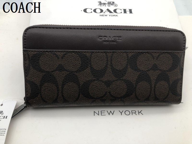 COACH 長財布 コーチ 財布  ブラック シグネチャー アコーディオンラウンドジップウォレット メンズ 財布 贈り物189B F75000新品 未使用  xj0001