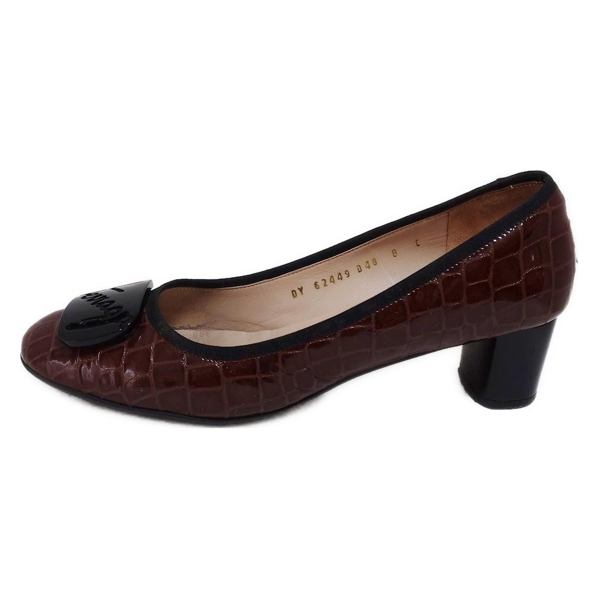 My Ferragamo マイ フェラガモ パンプス 8 C レディース - ブラウン×黒 型押し加工 レザー