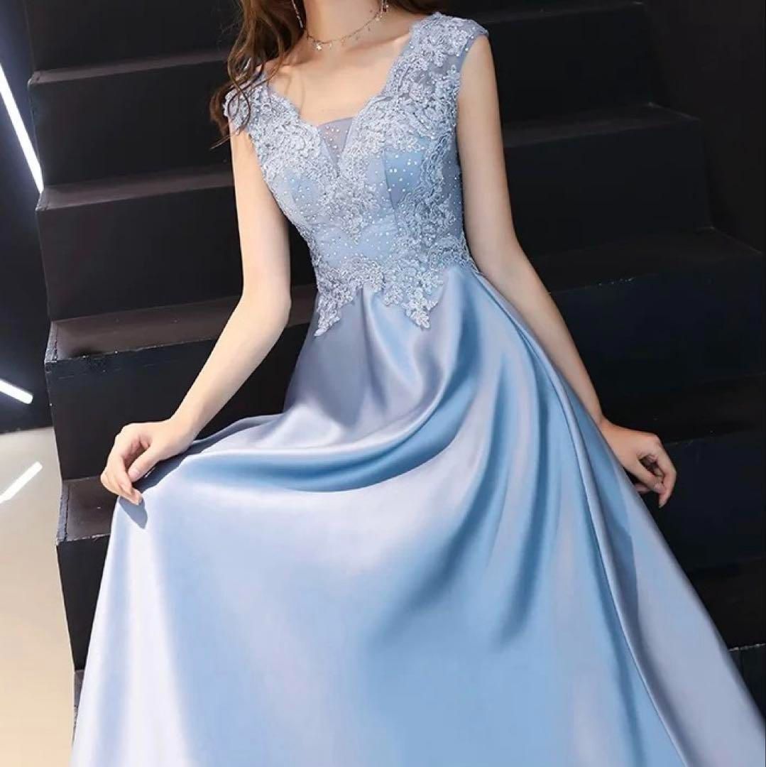 イブニングドレス、花柄、レース、パーティードレス、サテンスカート