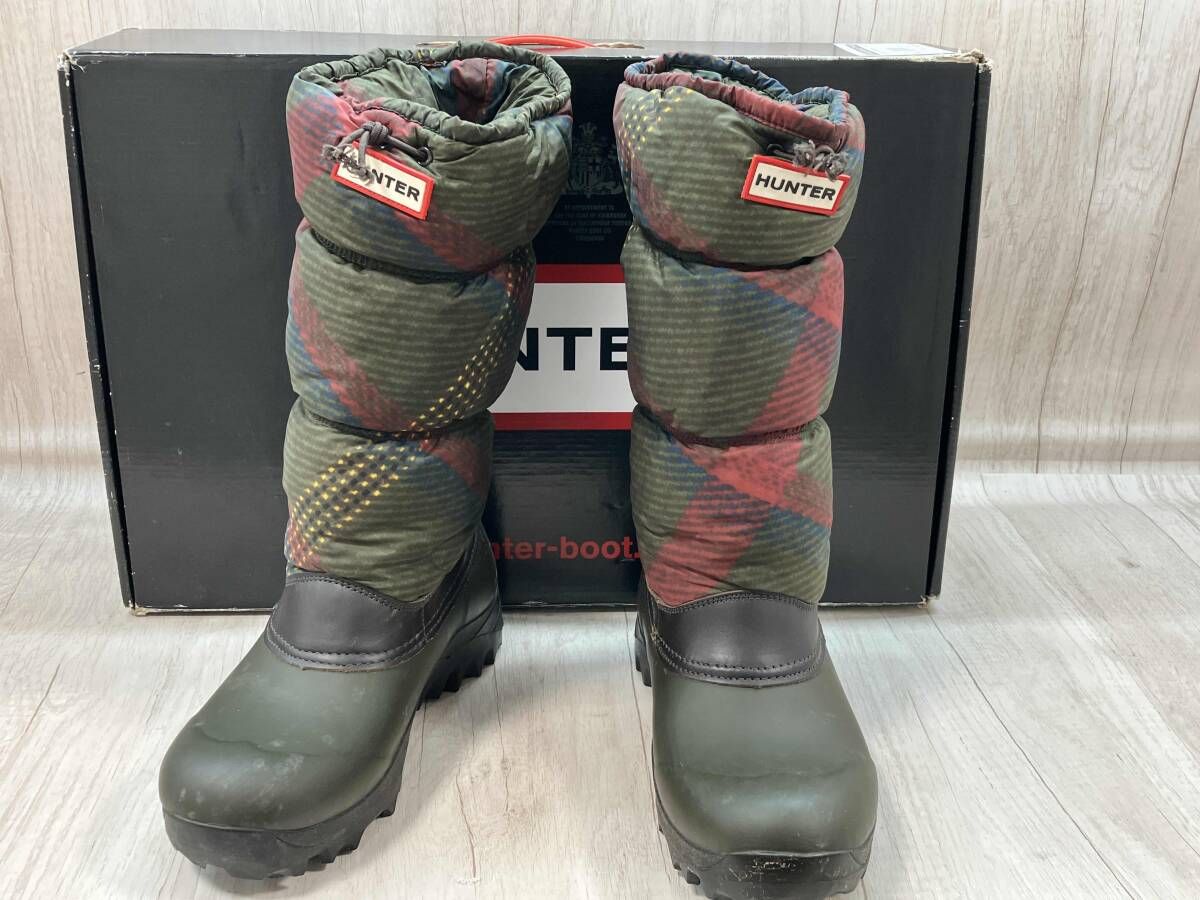【未使用級】 HUNTER ハンター スノーブーツ 24cm チェック hunter 24cm snow quilt check ハンター スノーブーツ ウィンター