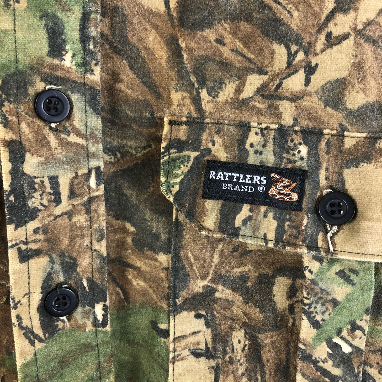 RATTLERS BRAND ヘビーコットン シャツ 総柄 リアルツリーカモ 裏起毛