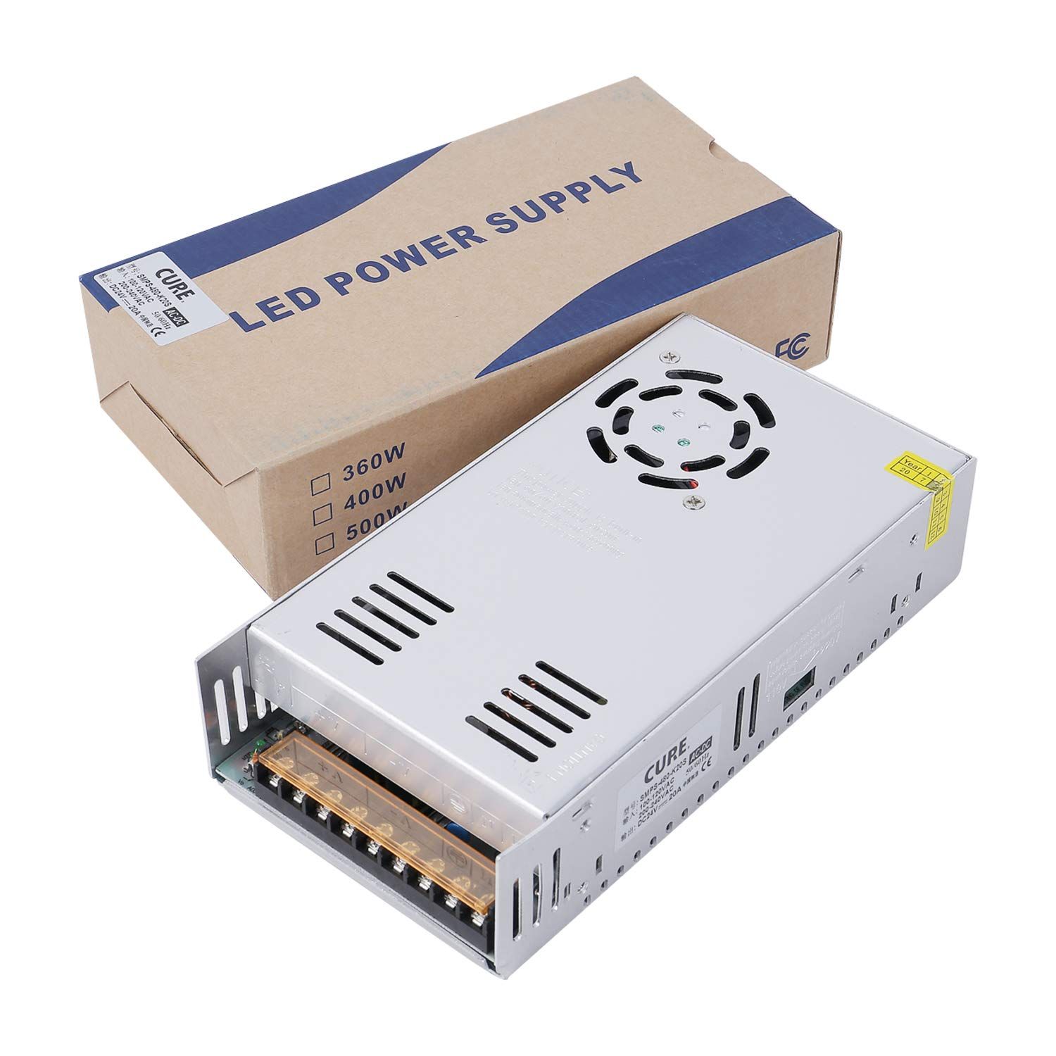 新品 CURE（キュア） 安定化電源 スイッチング AC DC コンバーター 24V 20A 480W 冷却ファン 直流電源変換器 過負荷保護 日本語説明QRコード 安全保護回路 自動リセット可能 電源装置