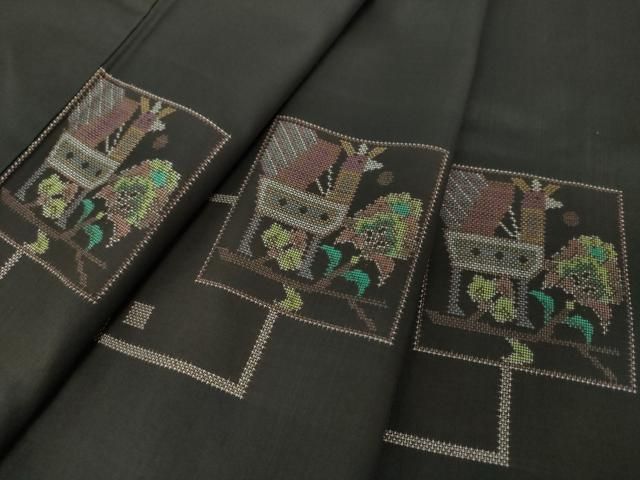 平和屋着物●本場大島紬　9マルキ　地空　更紗獣花文　正絹　逸品　DAAS3788ps 平和屋着物○本場大島紬 9マルキ 地空 更紗獣花文 正絹 逸品