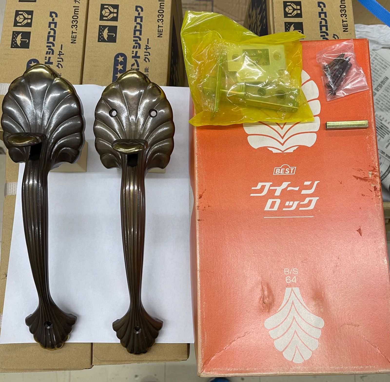 BEST製 クイーンロック 空錠】高級玄関ドアハンドルセット｜古代