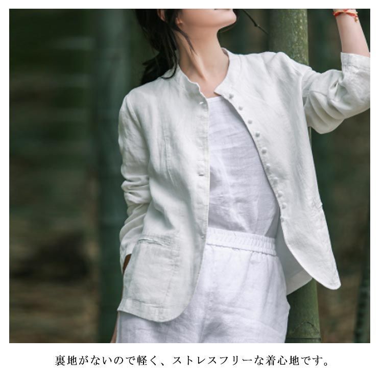 ユニYUNI コットンリネン 麻 ノーカラー ジャケット ユニYUNI コットンリネン 麻 ノーカラー ジャケット 2025年最新