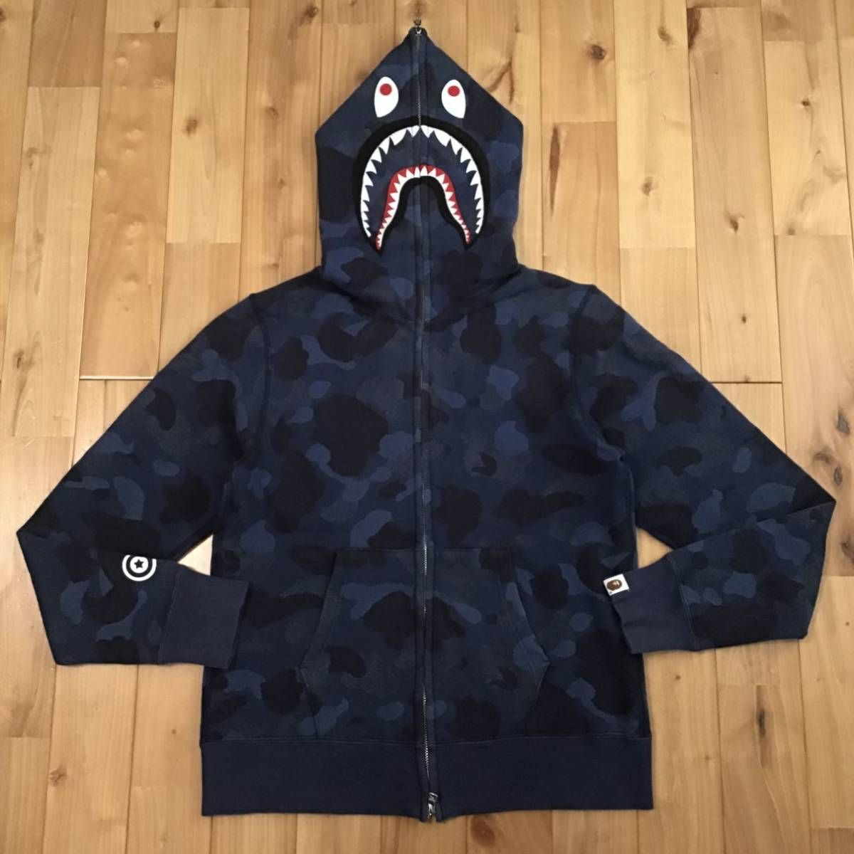 A BATHING APE ジャガードカモ シャークパーカー 赤ABCカモ