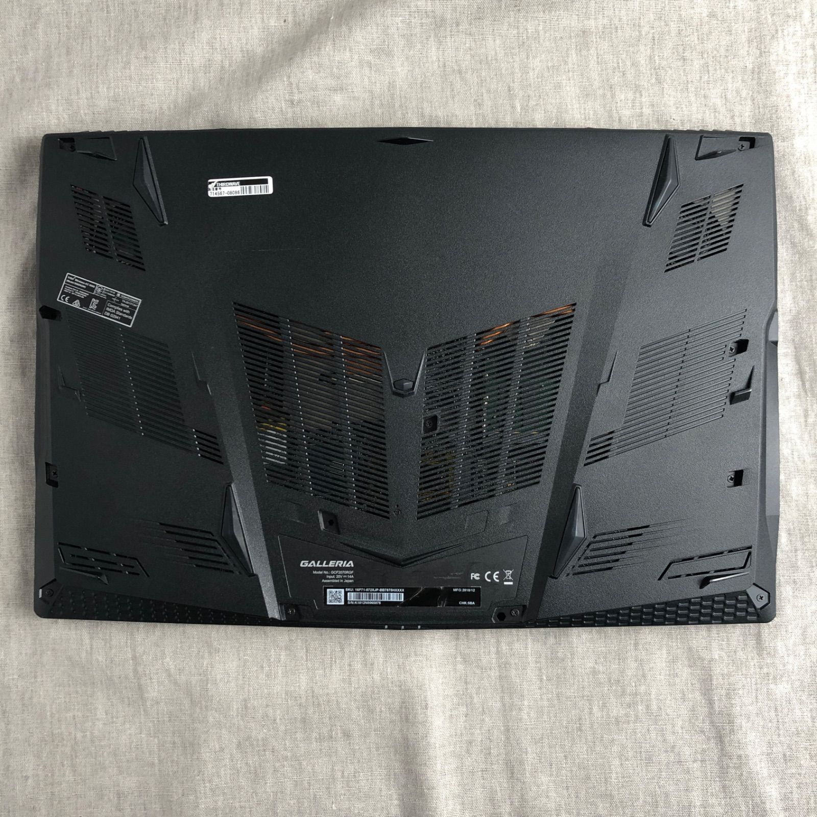 ゲーミングノートPC GALLERIA ガレリア GCF2070RGF【i7-8750H・RTX 