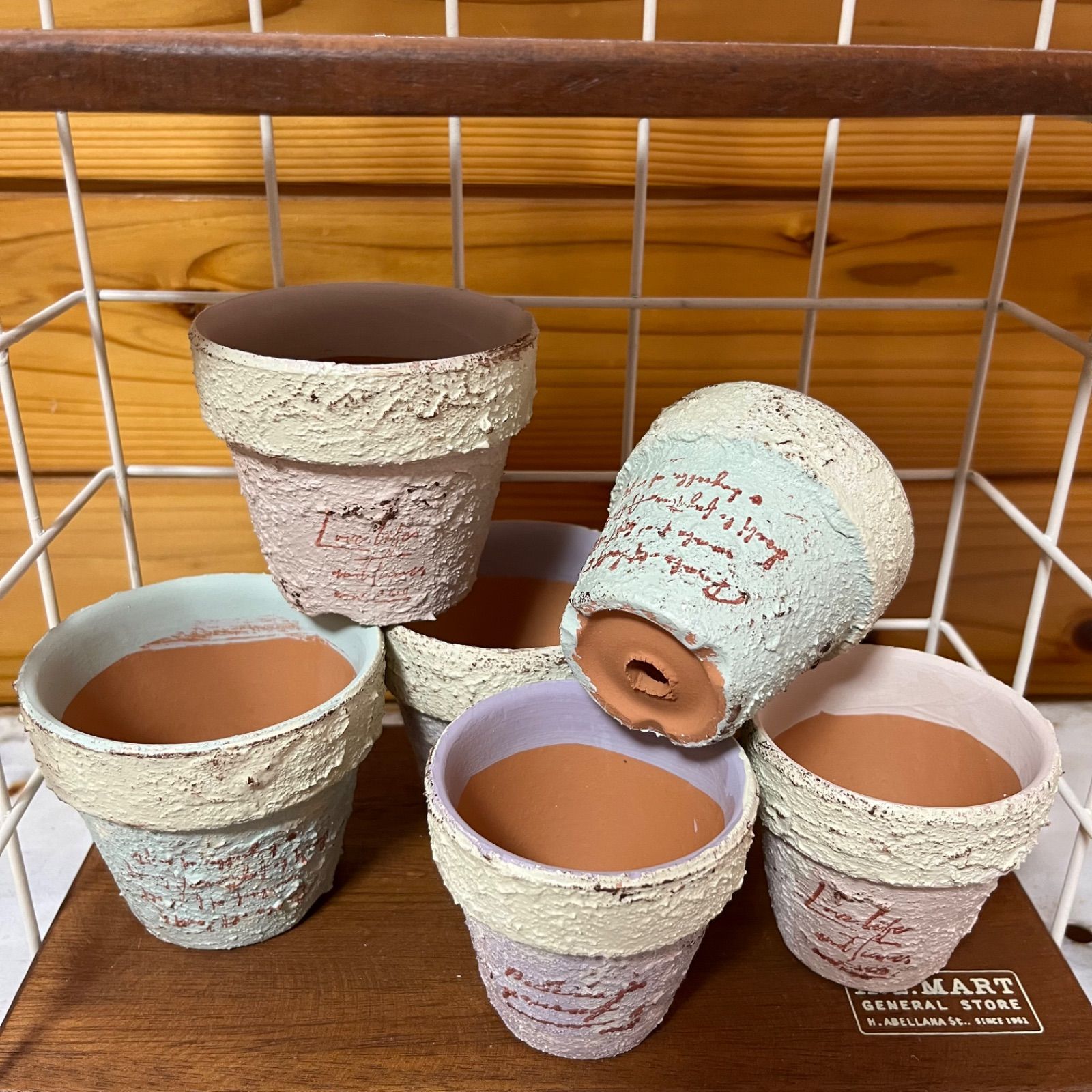 リメイク鉢　 素焼き鉢5号と受け皿セット ローズの中でおねむなうさぎさん リメイク鉢 素焼き鉢5号と受け皿セット ローズの中でおねむな