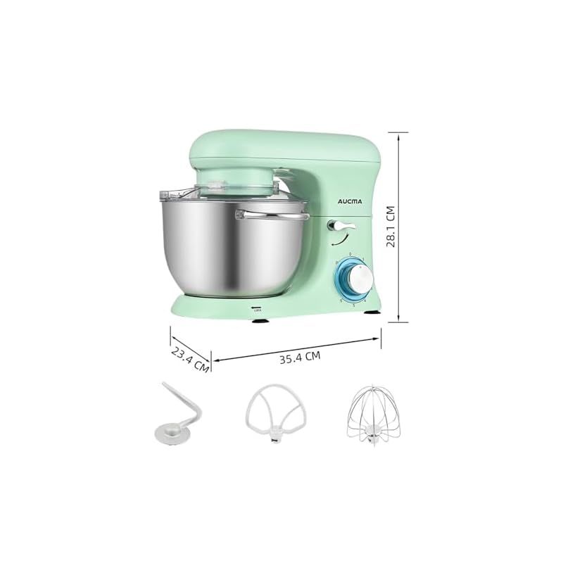 ・新品未使用・スタンドミキサー 4.5L大容量 低騒音 6段階調節 グリーン Amazon | Aucma スタンドミキサー 4.5L大容量 3種類