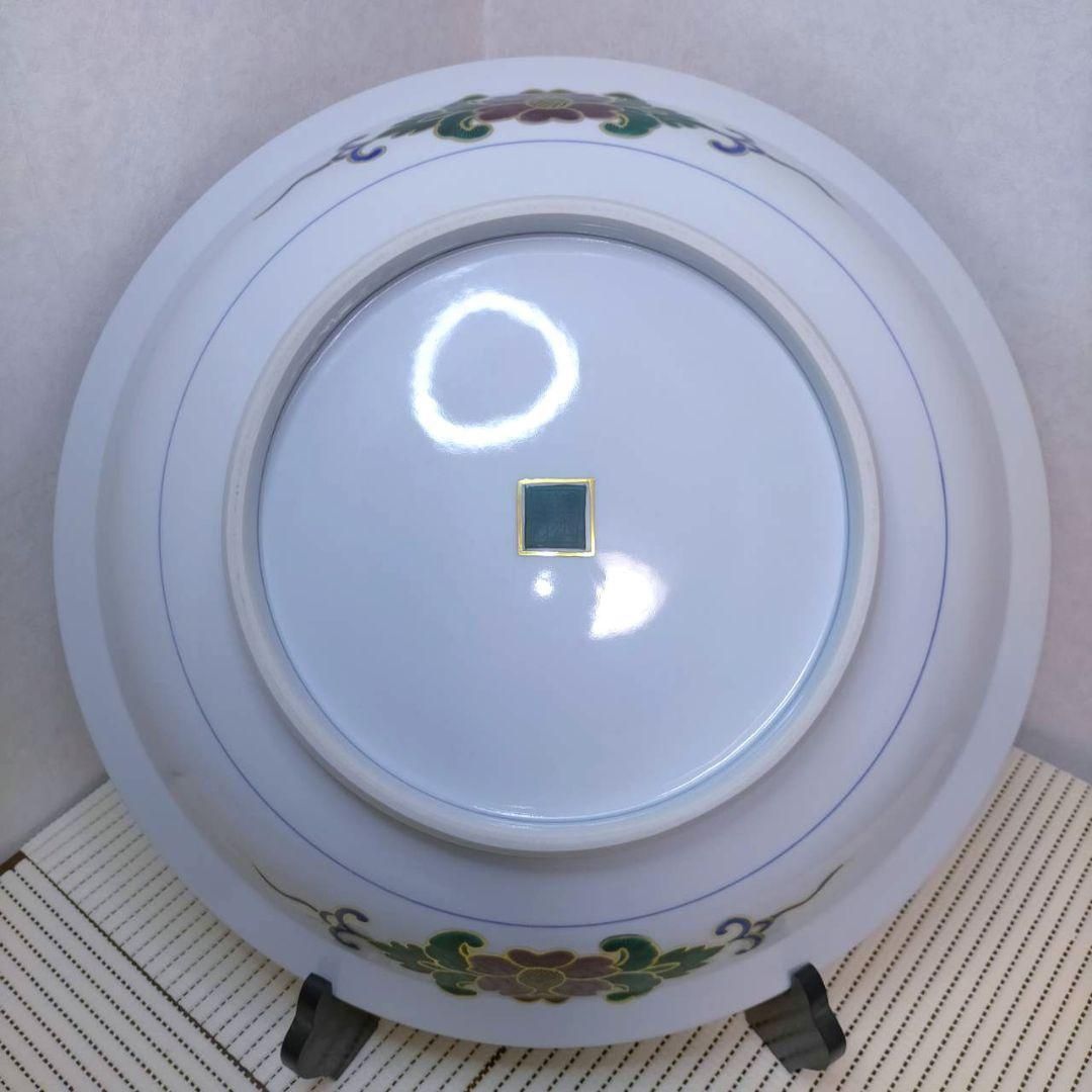 金彩小紋扇面図 山本重義 九谷焼 飾皿 七宝柄 皿立 共布 共箱 元値33万 金彩小紋扇面図 山本重義 九谷焼 飾皿 七宝柄 皿立 共布 共箱 元値33万