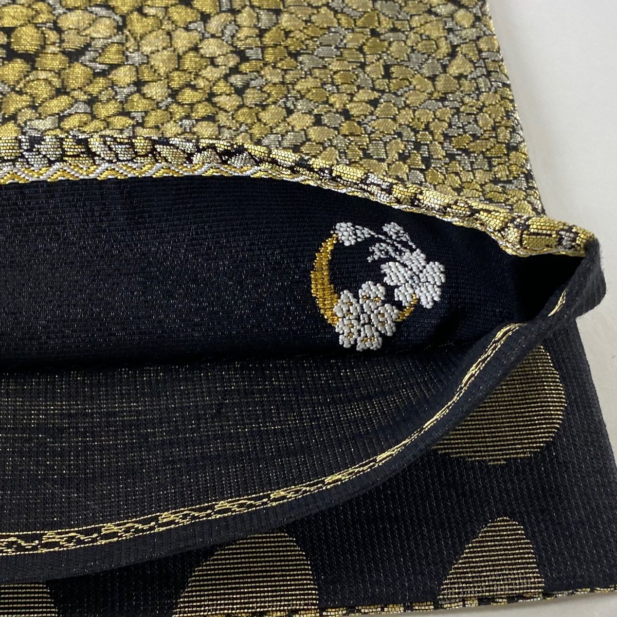 正絹 袋帯 全通柄 クールビューティー ブラック 銀糸 グラデーション 逸品 正絹 袋帯 全通柄 クールビューティー ブラック 銀糸