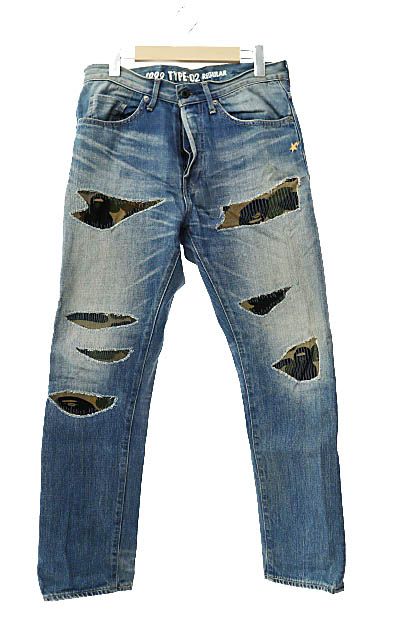メンズ アベイシングエイプ A BATHING APE 1999 TYPE-02 DAMAGED DENIM 