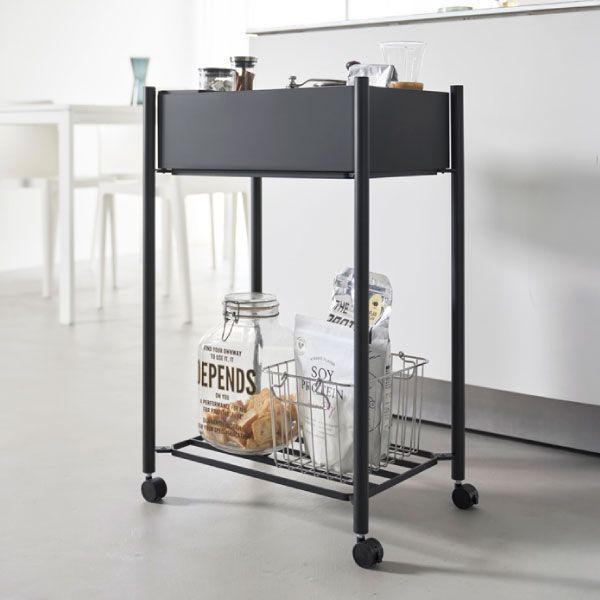 小物トレー付き下段が棚の収納ワゴン