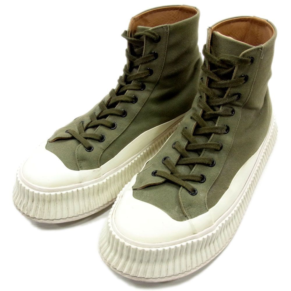 定価12万円JIL SANDER ジルサンダー プラットフォーム ハイカット スニーカー シューズ レースアップ メンズ 27.5 ミリタリー 正規品