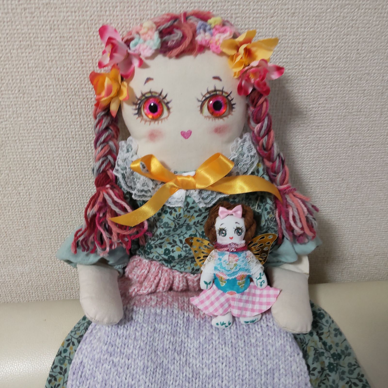 等身大ぬいぐるみ80cm ピンク髪のリボンとドレス付き ちっごどーる 等身