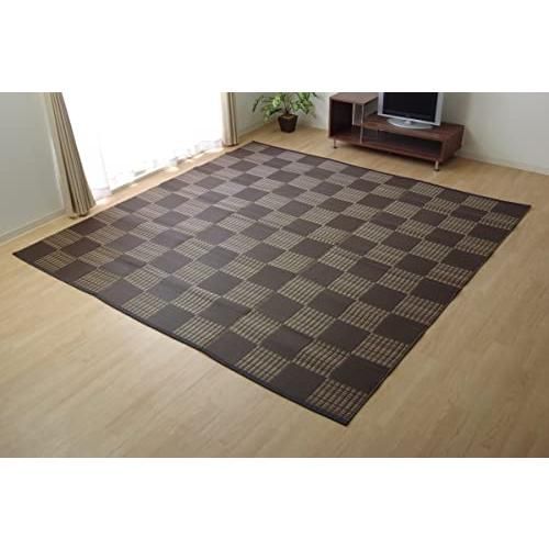 イケヒコ ラグ カーペット ウィード ブラウン 江戸間3畳 約174×261cm 日本製 洗える防ダニ 2117003