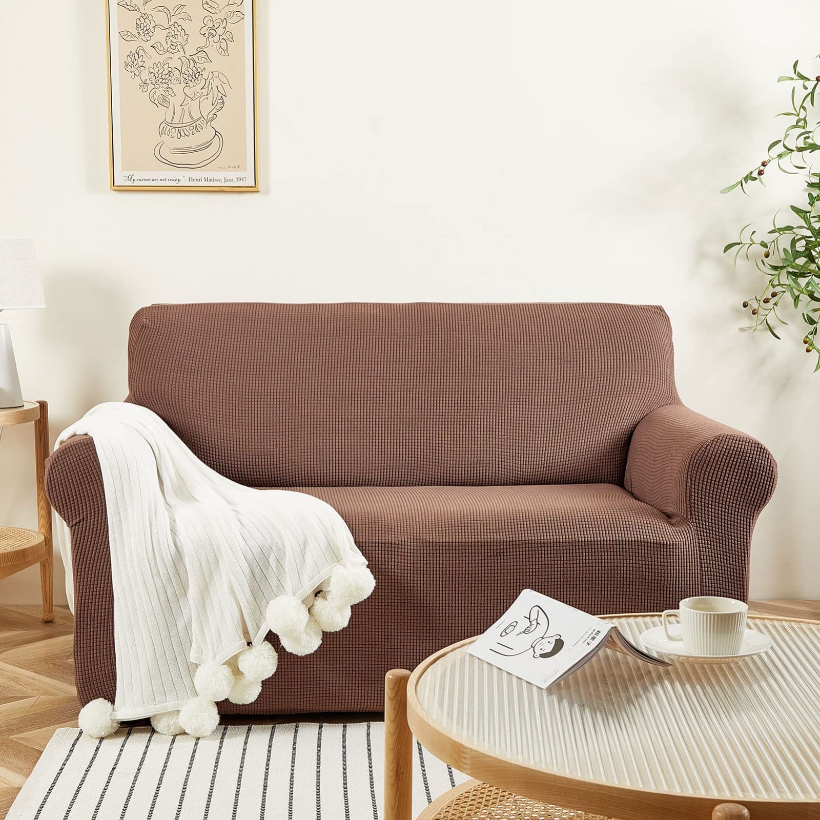 ☆ソファーカバー 2人掛け 肘付き 無地 北欧風 ストレッチ フィットタイプ Topfinel ソファーカバー 2人掛け 肘付き 無地 北欧風 ストレッチ