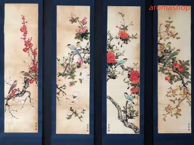 店長勧め 極美品 ！ 中国美術 顔伯龍 4点セット 中堂画 絹布