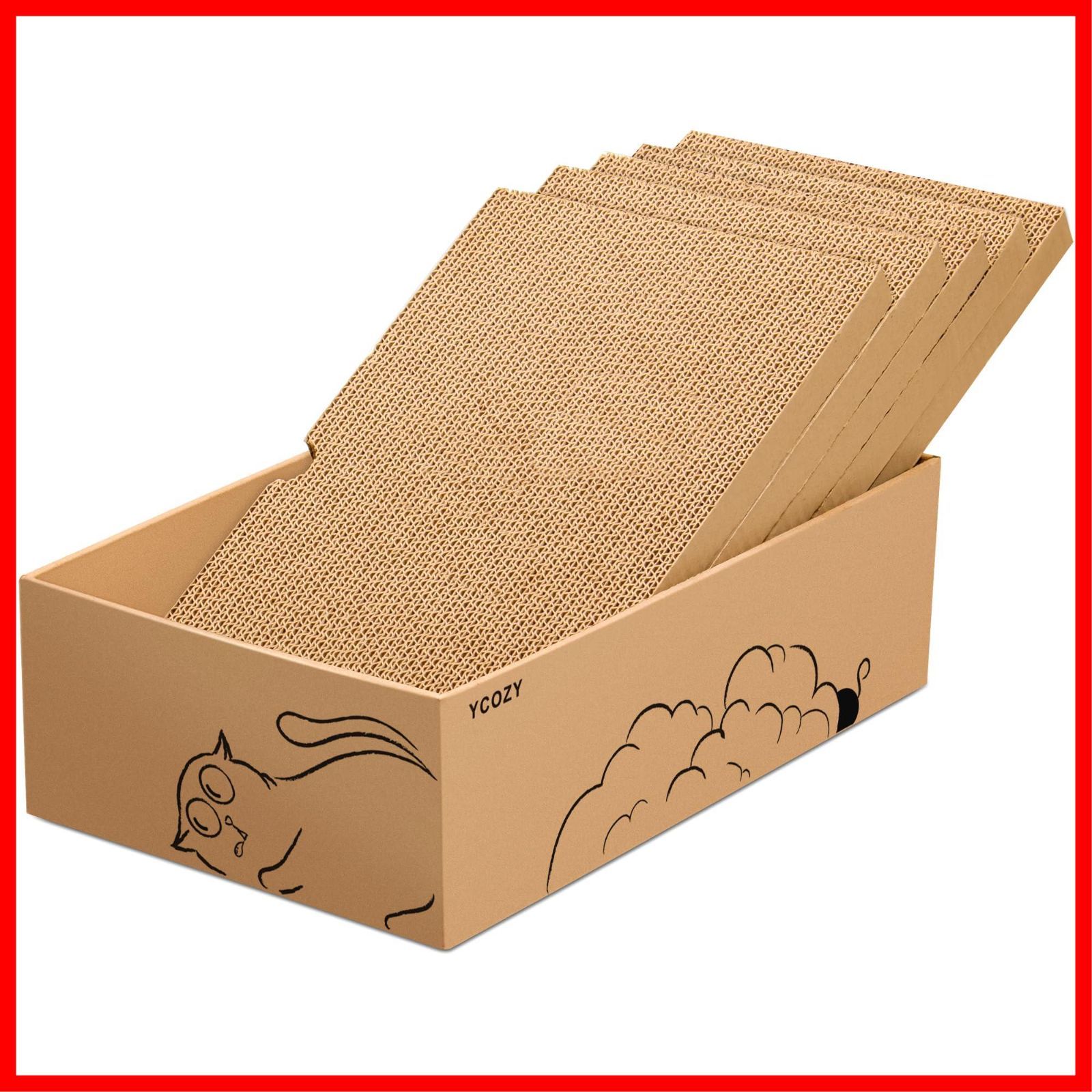 室内猫/子猫専用 掃除楽 猫ソファー 猫つめとぎ 猫ベッド 猫爪とぎ 両面使える ダンボール箱に猫爪とぎ 5枚入り 段ボール 爪研ぎ 猫 Ycozy
