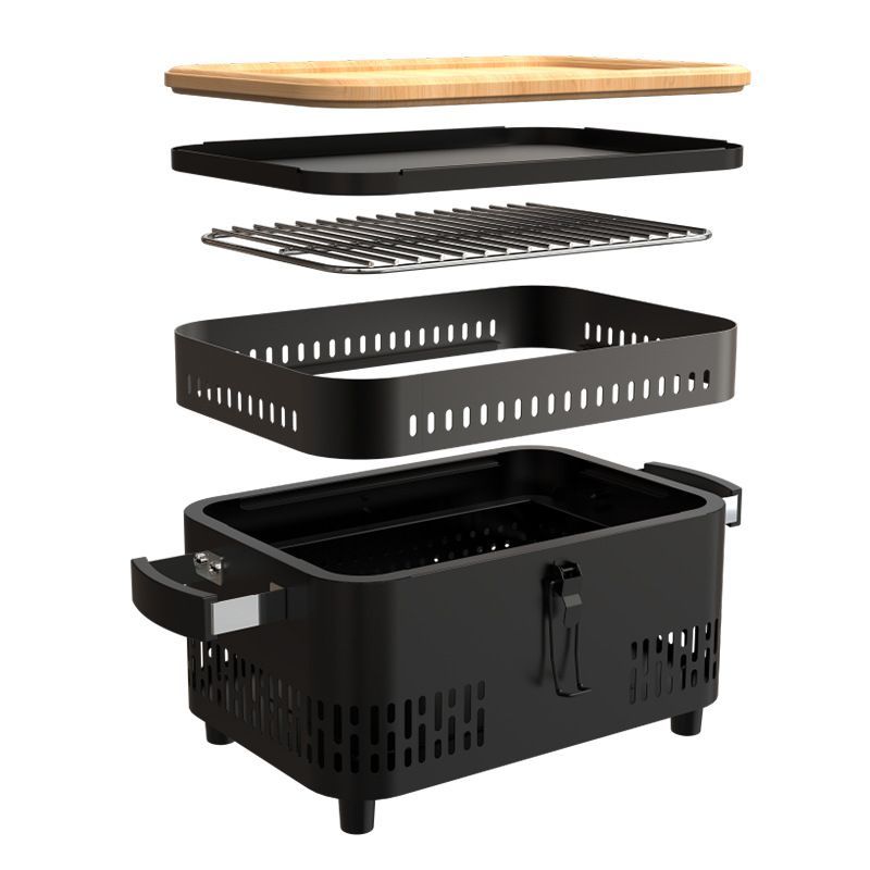 お手頃価格でご提供し! 切り板付き 2in1 煎焼き BBQ グリル ポータブルキャンプ用バーベキュー炉 屋外用 卓上バーベキューグリル ZZ520