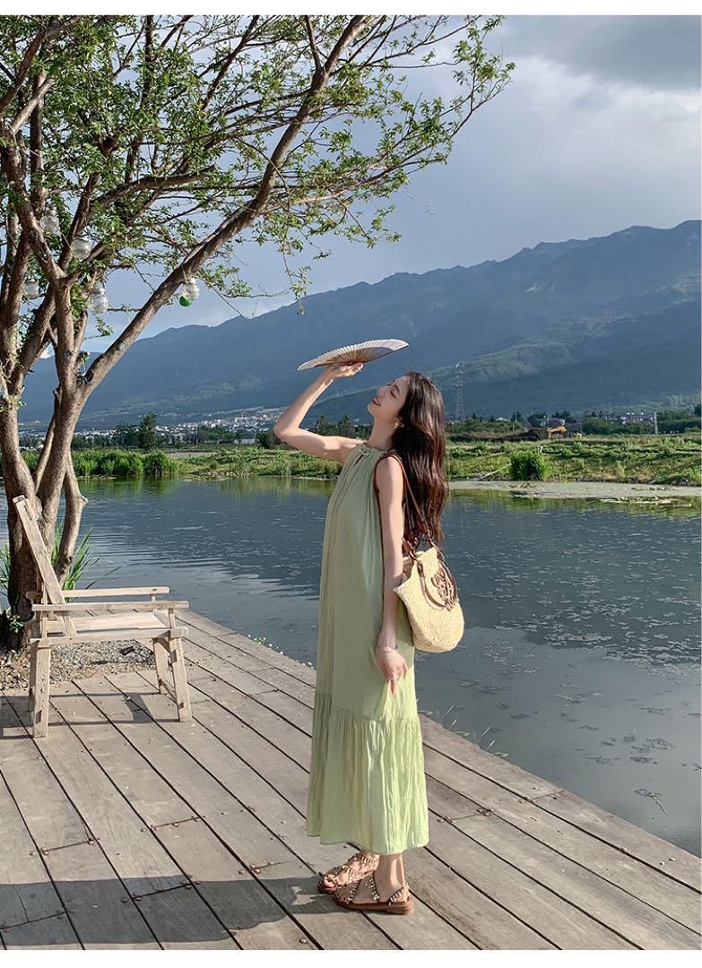 ♥ フレンチホルターネック♪Aラインロングワンピース