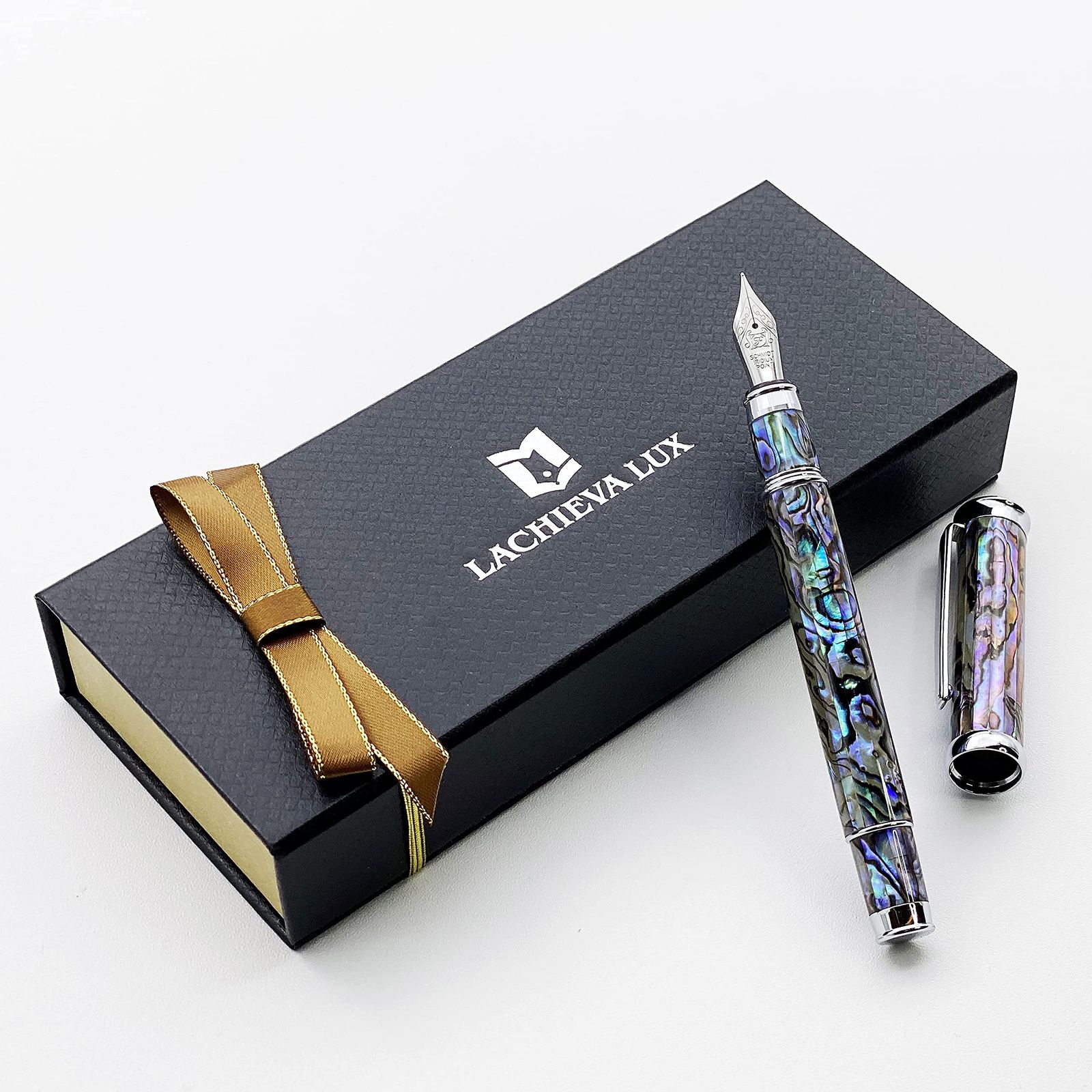 万年筆 ドイツ製 アワビ貝殻 ファインニブ 細字 滑らかな書き心地 LUX 精巧な 万年筆 ギフトセット 男女兼用 LACHIEVA プレゼント 贈り物