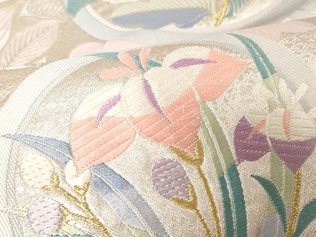 平和屋着物○六通柄袋帯 唐織 新桃山調 丸取花紋 金銀糸 正絹 逸品